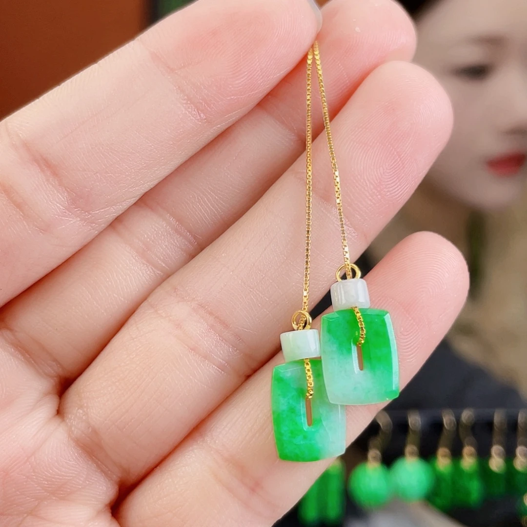 翡翠银S925镶嵌耳饰