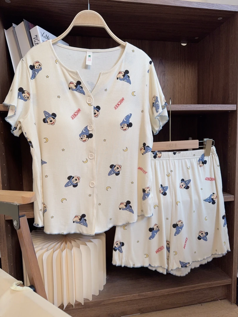 【月亮米奇】~新款短袖带胸垫可外穿休闲时尚家居服套装~22106