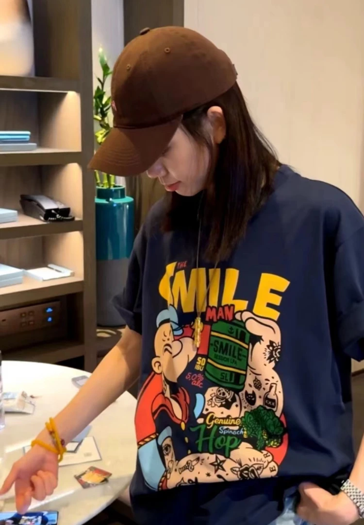 新款大力水手印花图案短袖T恤