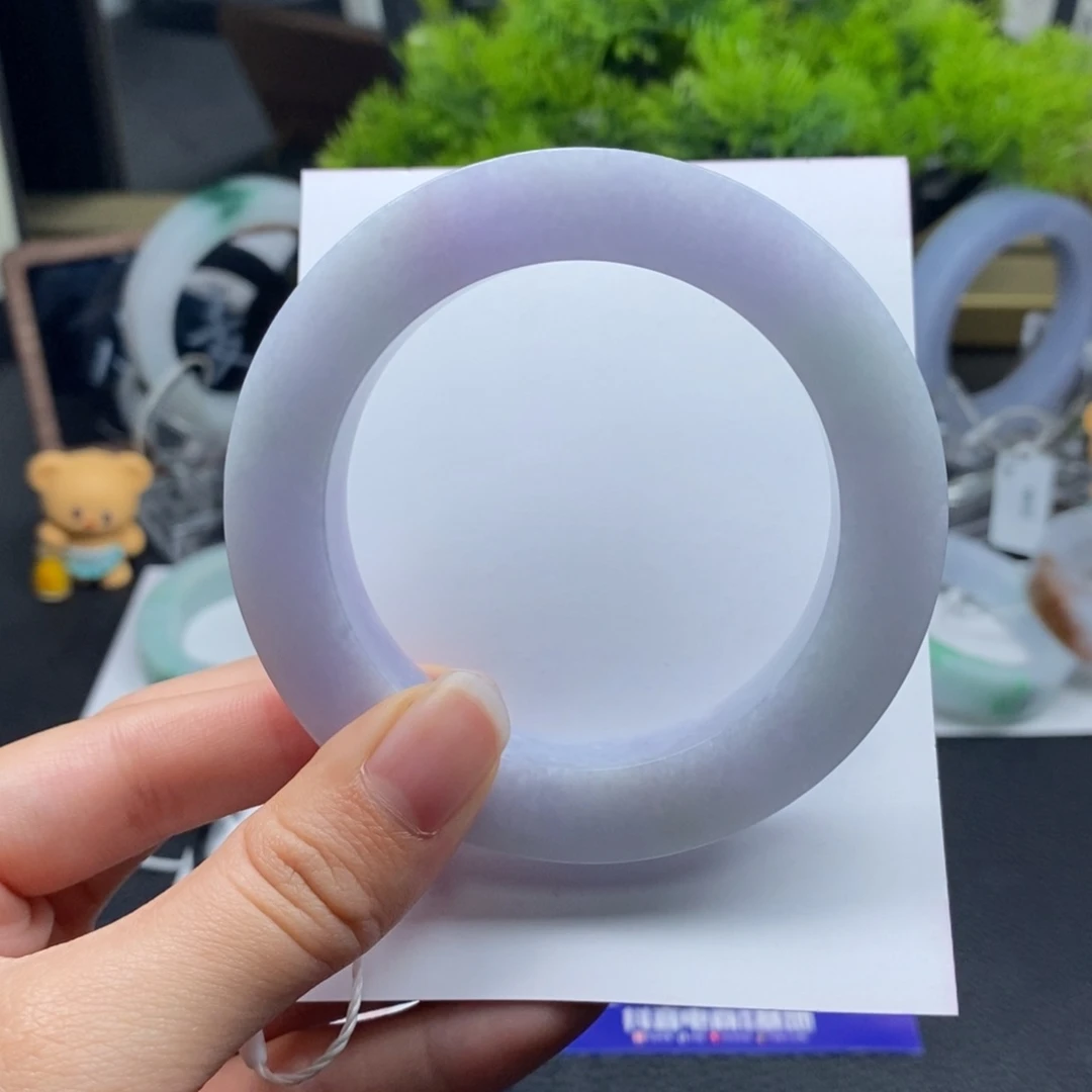 未镶嵌手镯定制翡翠种水紫底圆条