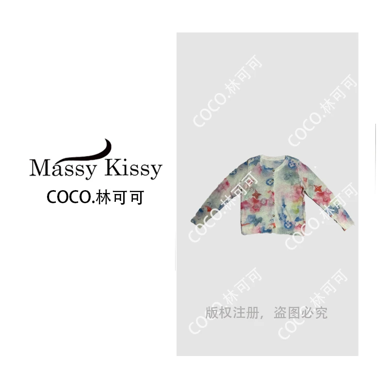 Coco 林可可夏季开衫烫钻款薄款春季圆领毛针织衫上衣时尚针织衫
