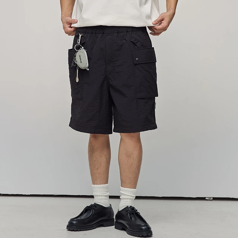 REOCHA热呈25SS格纹口袋短裤宽松休闲潮牌多口袋五分裤沙滩裤男