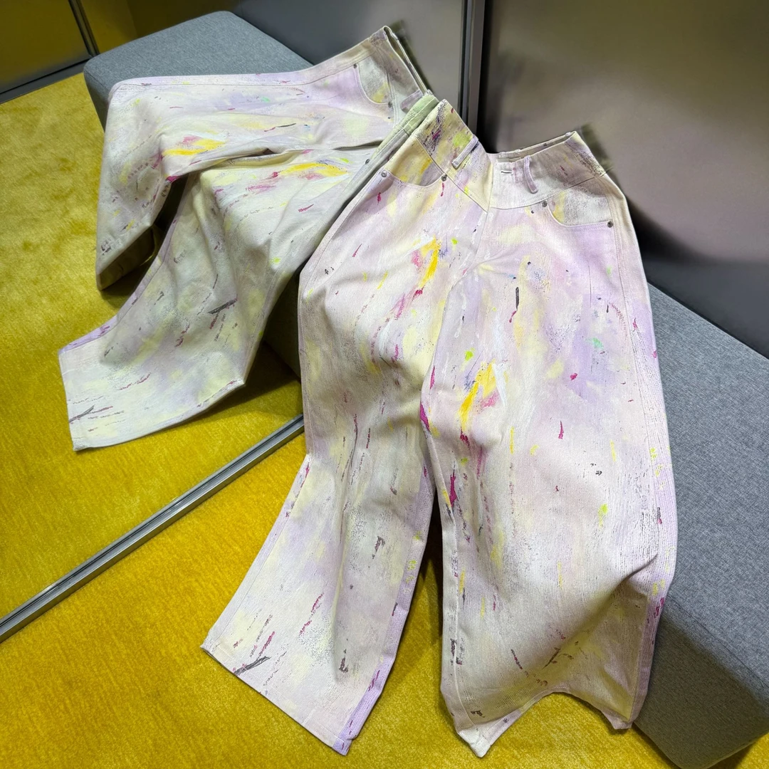 舟舟 【紫调手绘牛仔裤】裤子休闲时尚显瘦百搭减龄