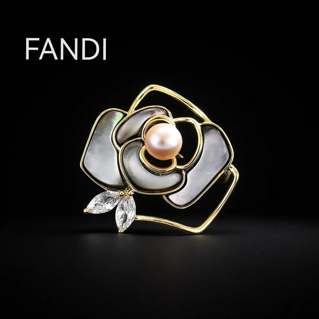 铜合金贝壳胸针 轻奢31035-1山茶花别针胸花女高档女设计感小众女