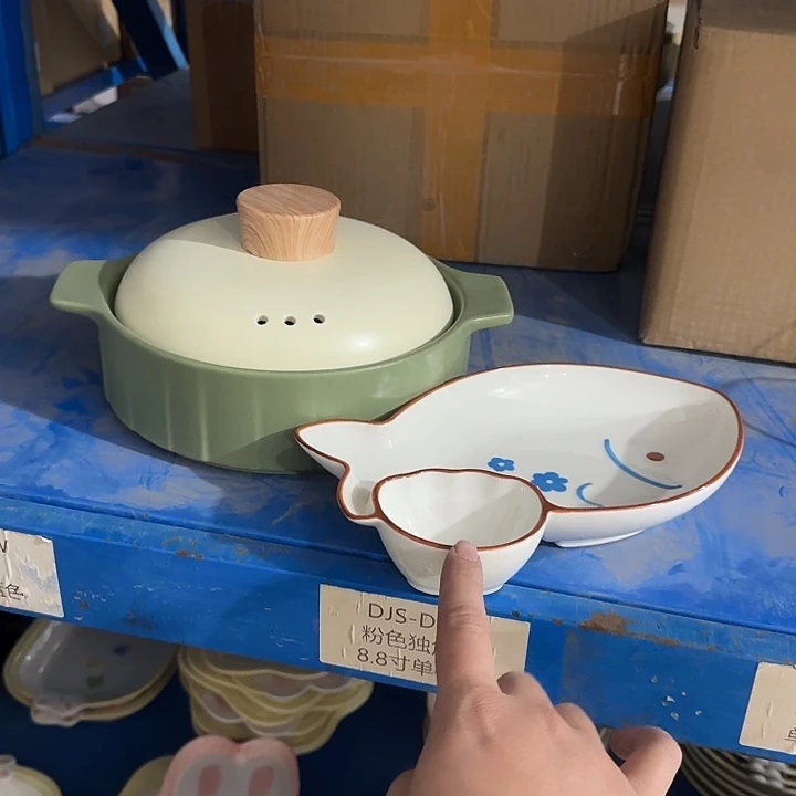 蔷***薇陶瓷3件套2饺子盘1砂锅111111111111