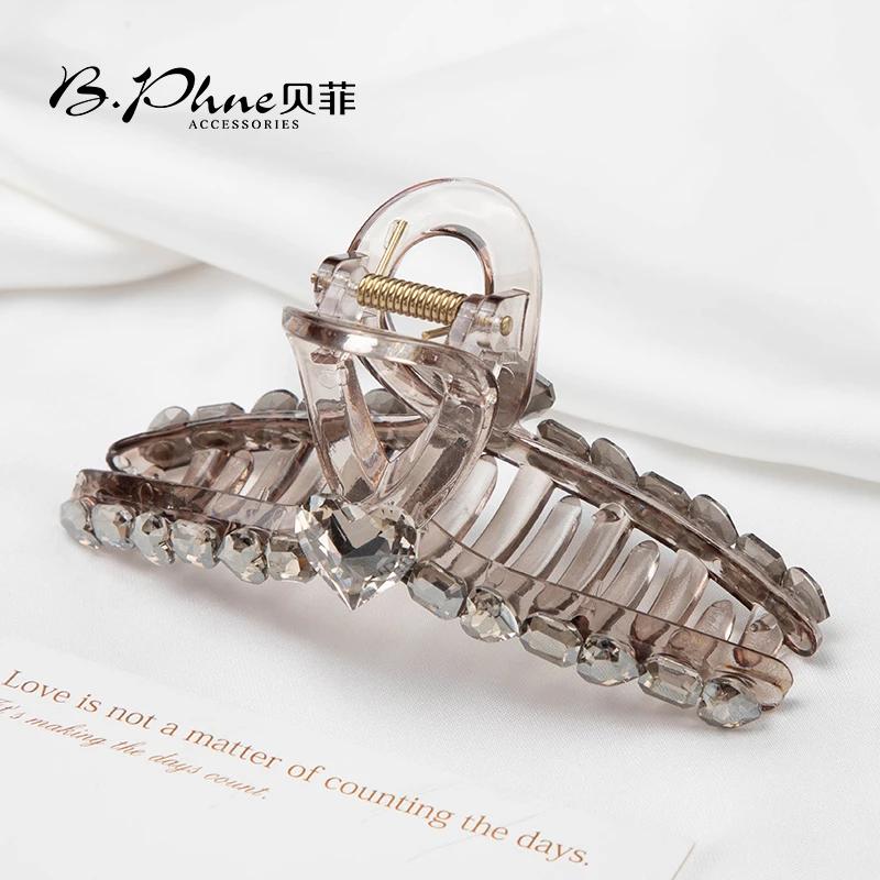 B.【贝菲】韩版气质时尚茶色中号抓夹