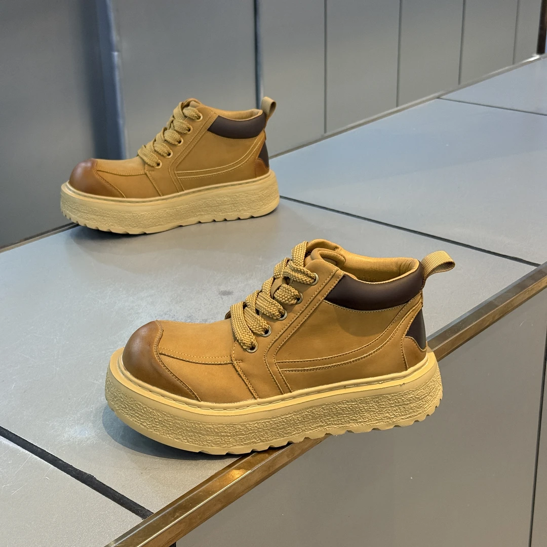 大头厚底高帮工装马丁靴复古系带百搭舒适冬季男士