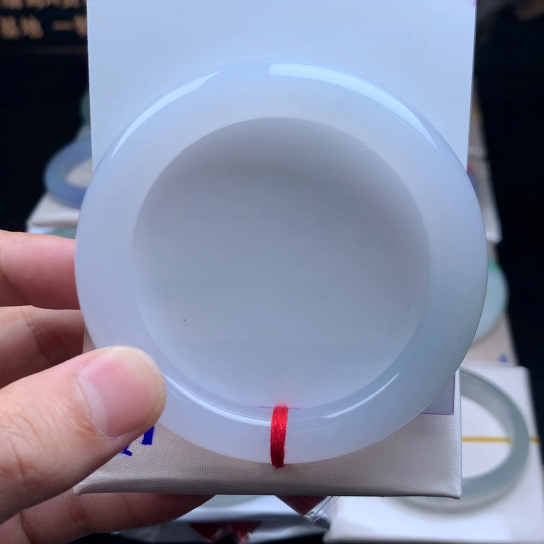 翡翠未镶嵌手镯55 白月光圆条