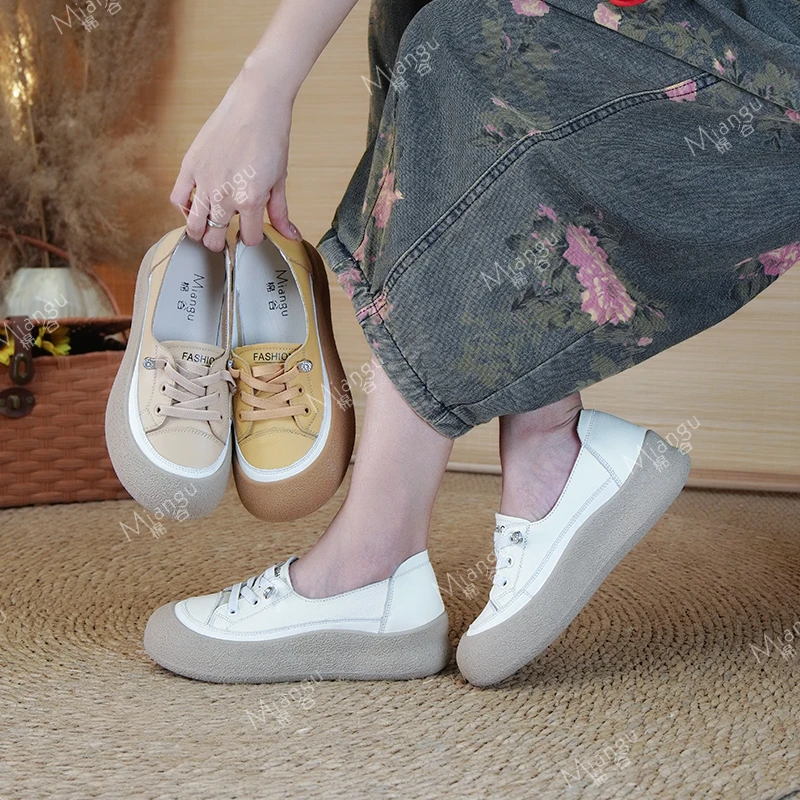 运动鞋2025新款薄款软底轻便厚底透气百搭休闲鞋女系带小白鞋9987