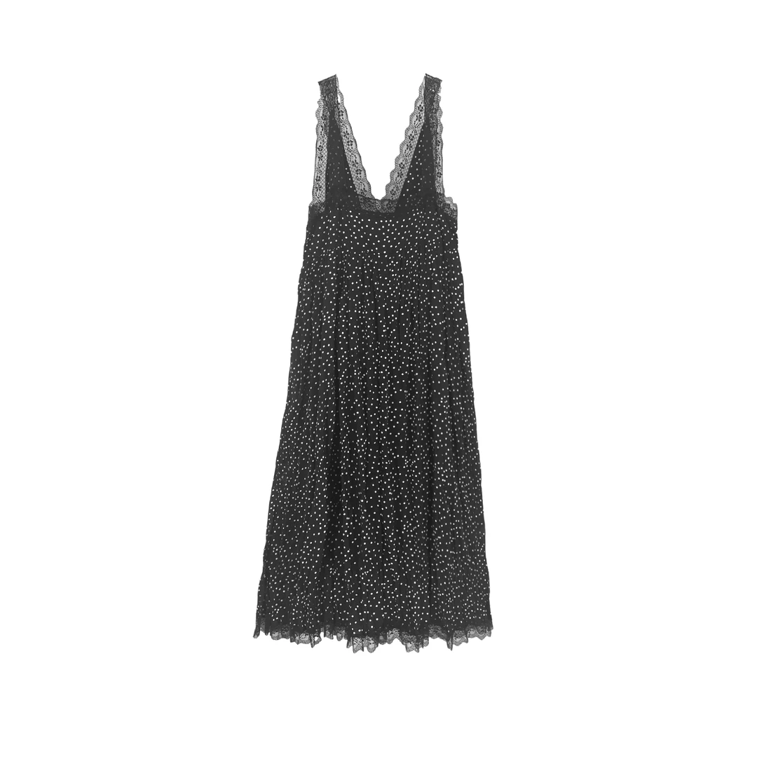 韩系波点蕾丝花边时尚休闲吊带连衣裙 20937T