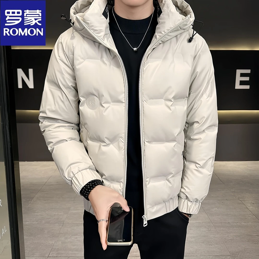 Romon/罗蒙冬季新款商务连帽休闲百搭潮牌帅气韩版男士百搭羽绒服