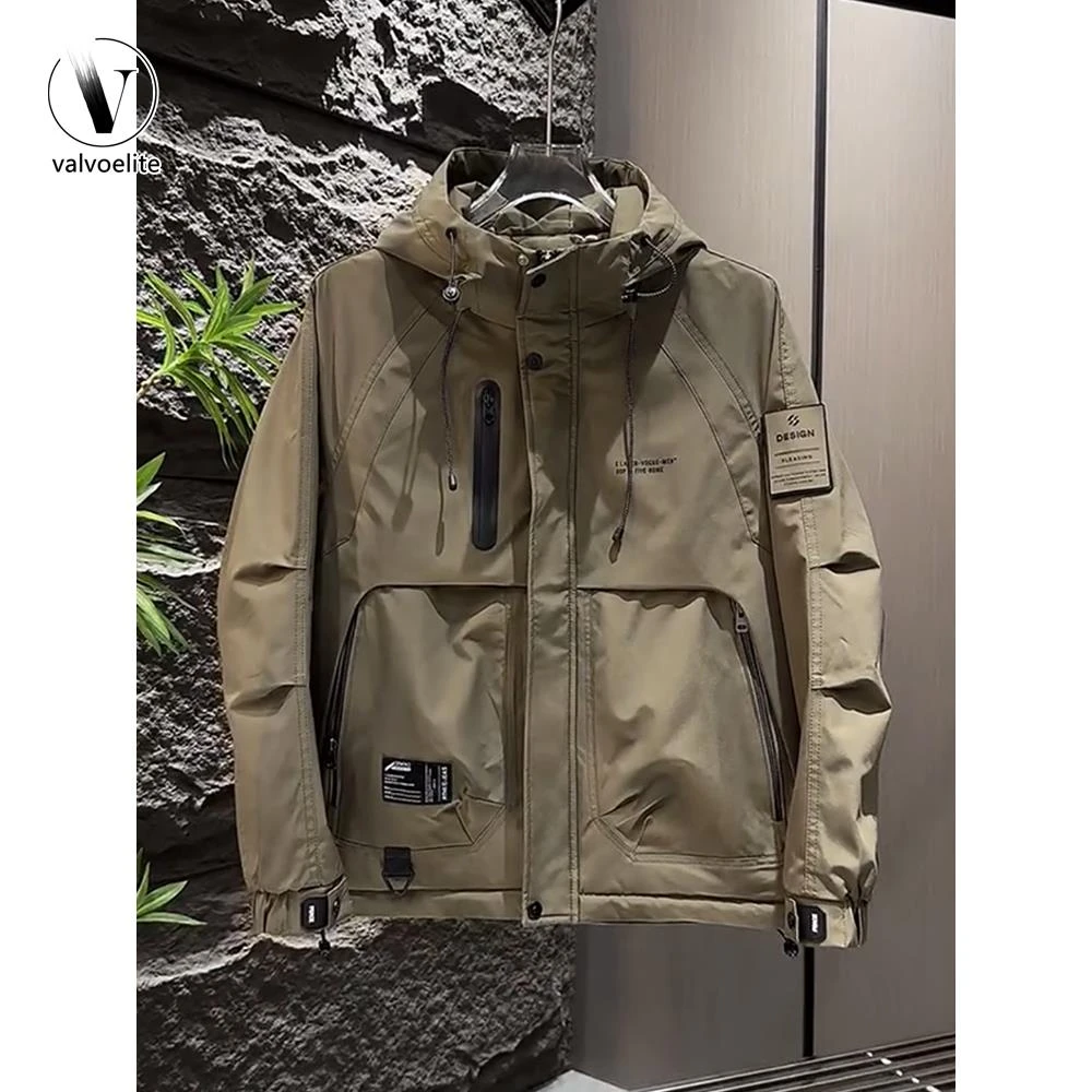 VALVOELITE秋冬棉服外套男款连帽冲锋衣夹棉防风户外帅气棉衣宽松