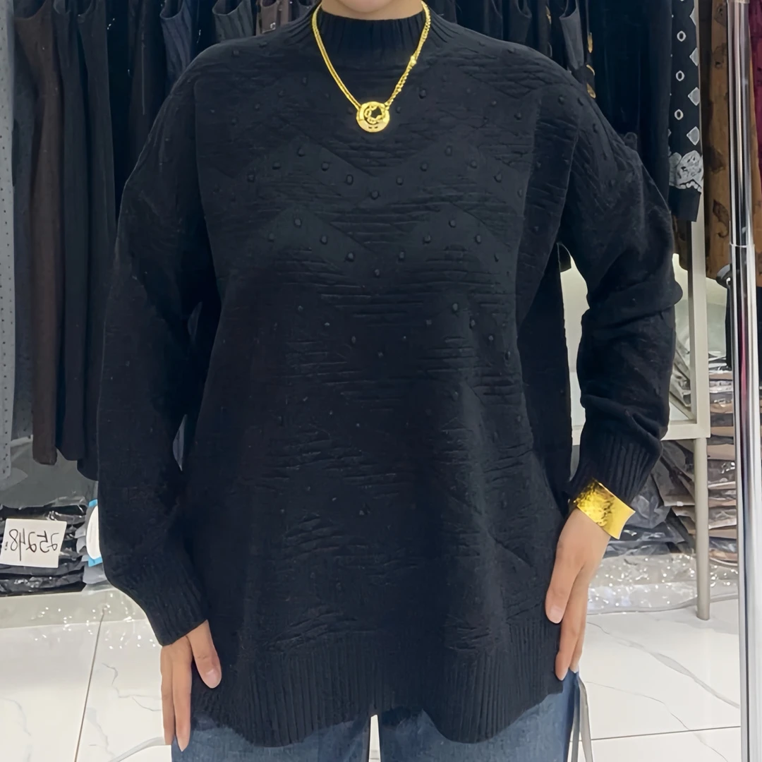 保暖秋冬纯色针织圆领毛衣针织衫