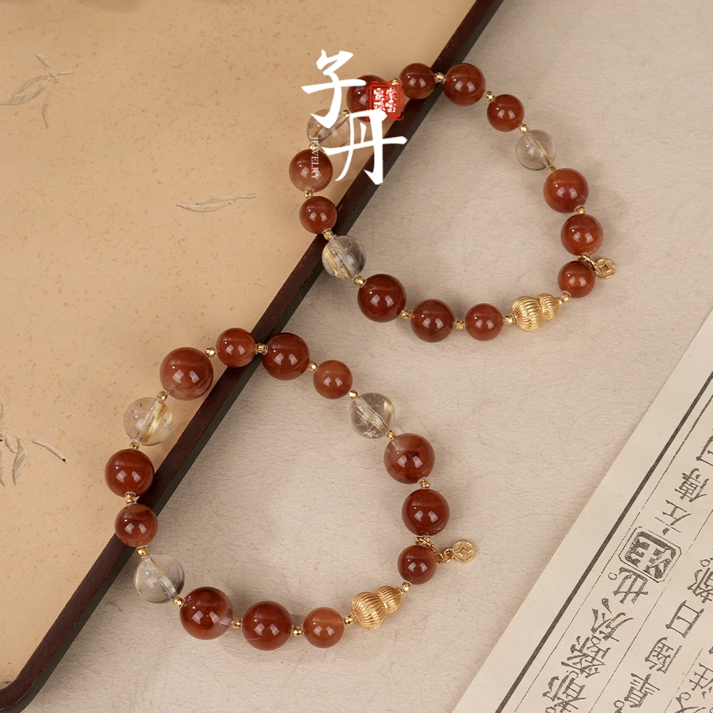 【蜜棠二店】红兔毛金发晶配比手串（多样性发/发一串）C5-686