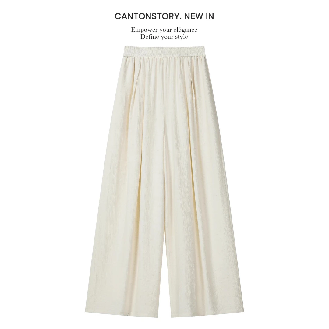 羊城故事-夏日棉麻阔腿休闲裤女新款通勤宽松遮肉直筒裤Y50651127