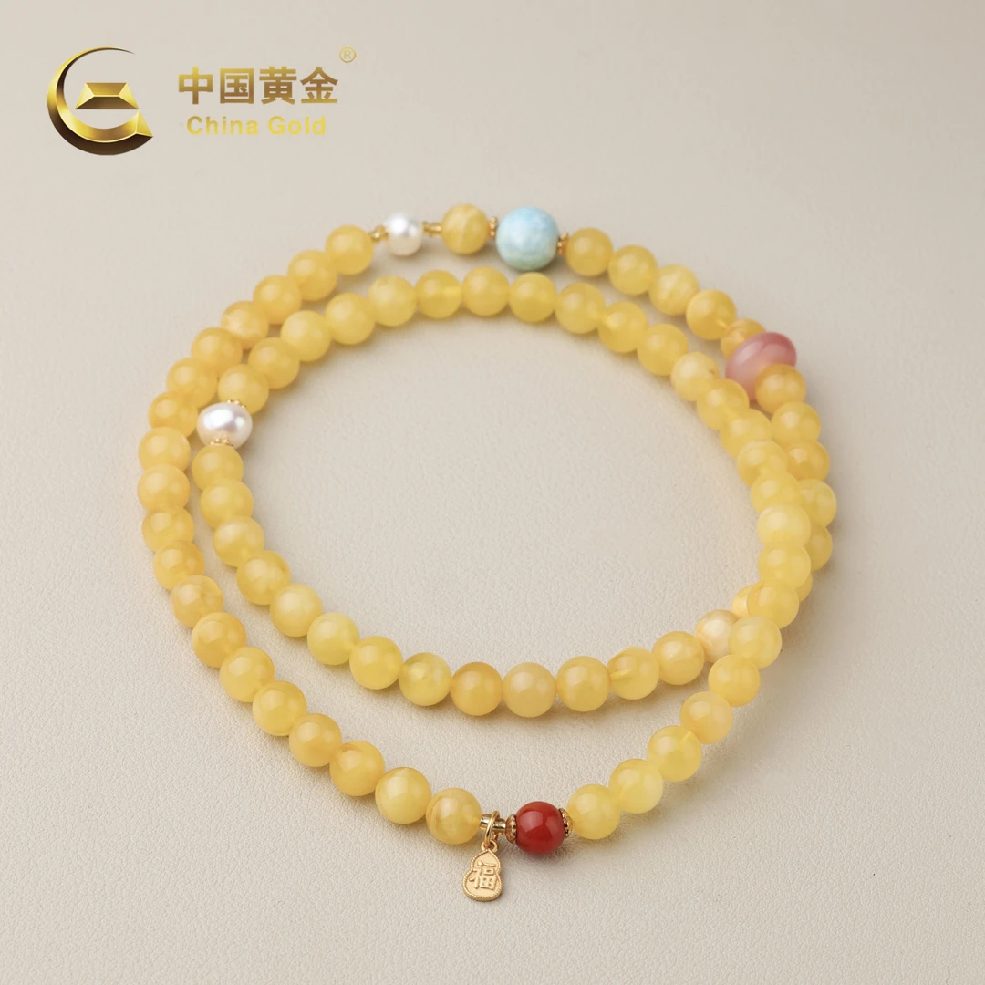 【中国黄金】雅榆 | 蜜蜡*项链*S925银镶嵌-X3567-格