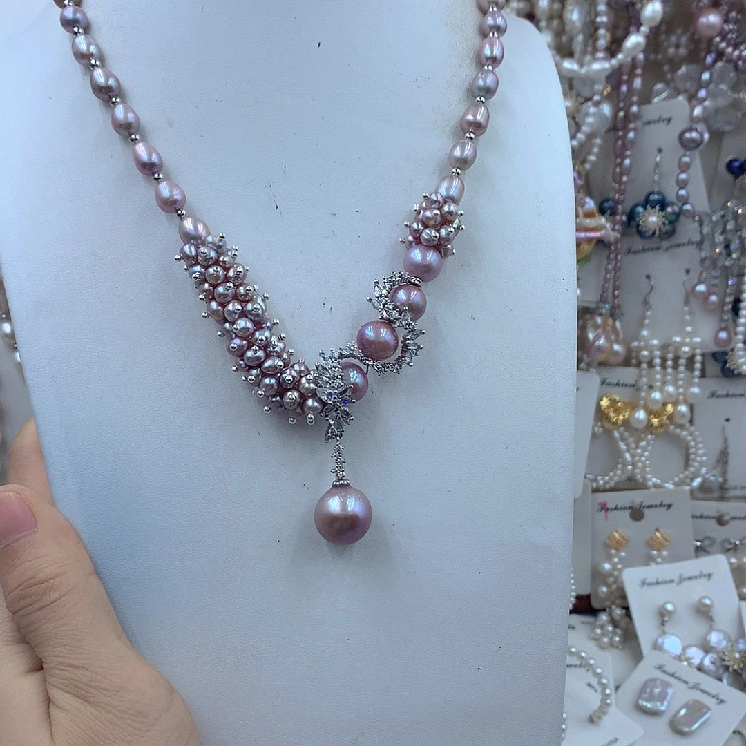 小***猫淡水珍珠银S925镶嵌项链耳饰