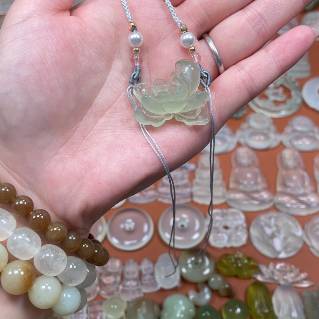 蛇纹石玉银S925镶嵌颈饰