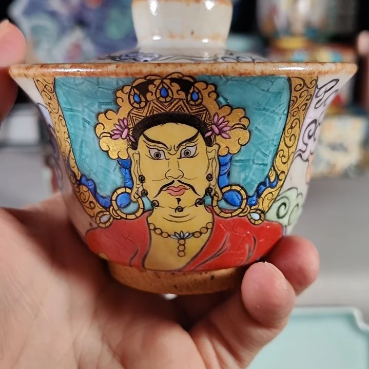 黄财神盖碗景德镇