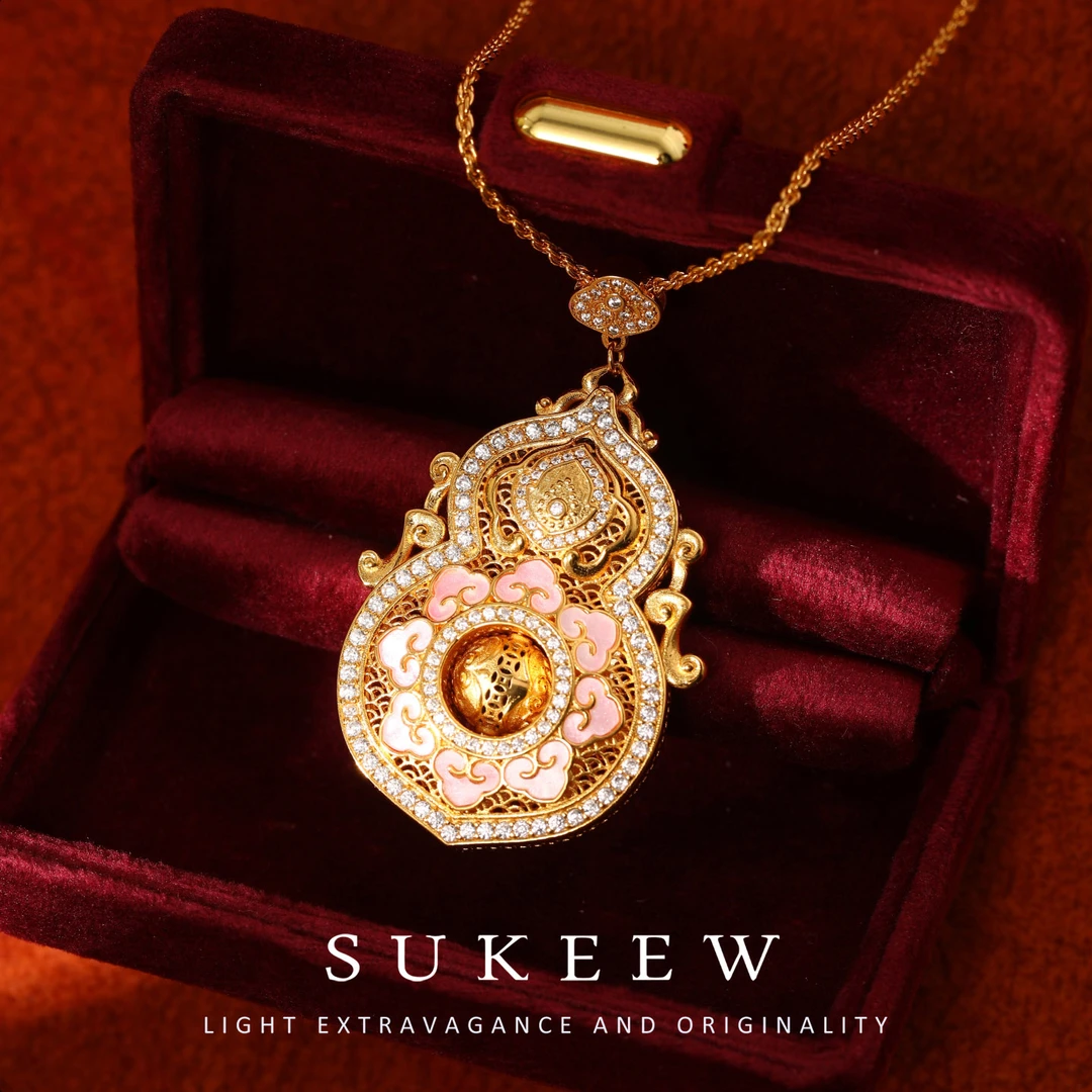SUKEEW/酥可 镀K金【四美葫芦】新中式花丝葫芦项链492110