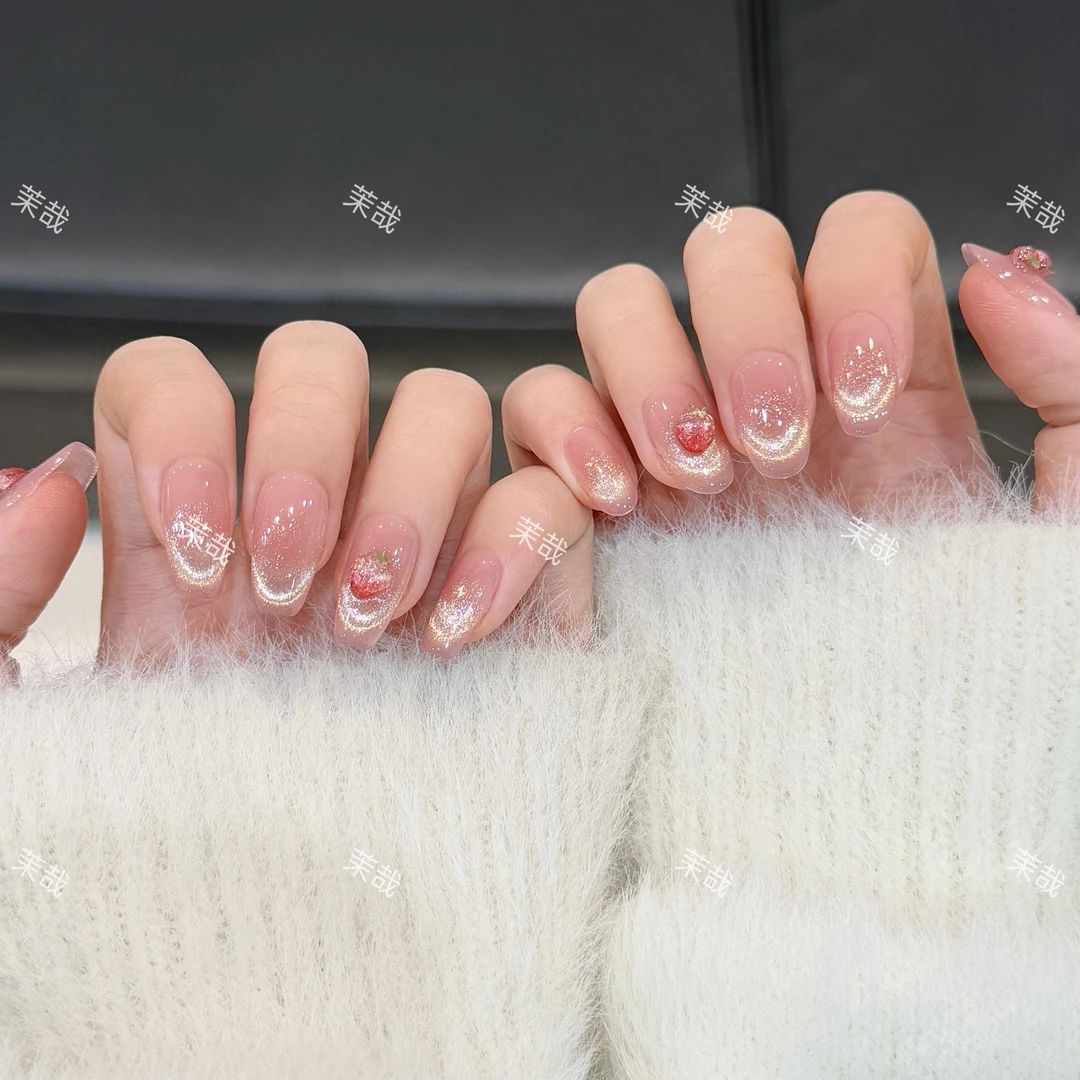 茉哉【莓烦恼】纯手工定制美甲拆卸穿戴甲A3649