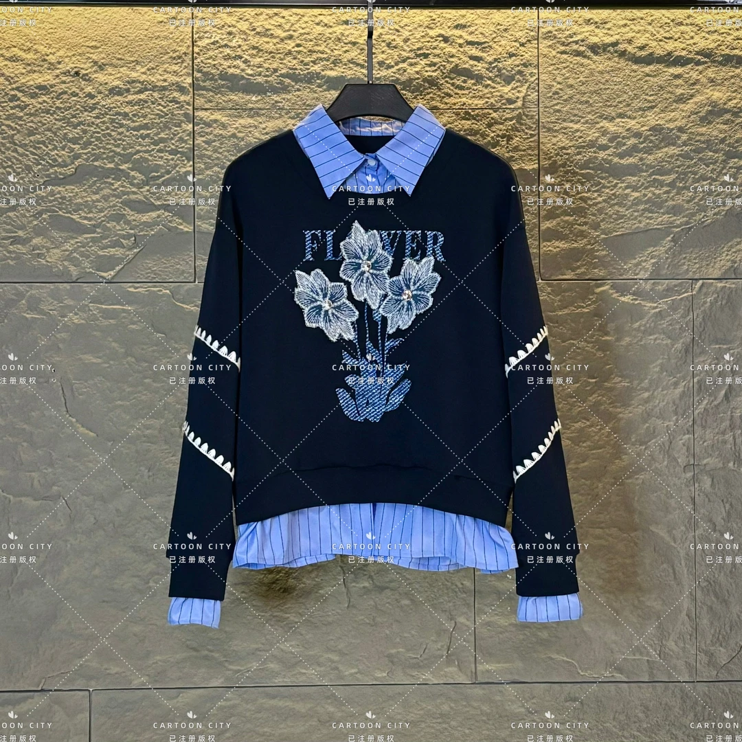 YCWY-A53秋冬新品丨<保暖系列>长袖加绒卫衣衬衫领假两件设计师款