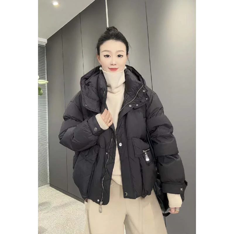 7221太谷休闲简约百搭时尚保暖加厚面包款连帽羽绒服冬季