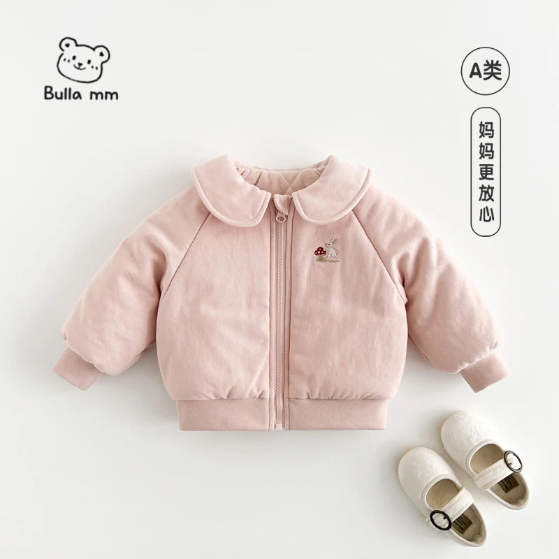 叭啦妈咪女童夹棉加绒外套2025冬装新款女宝洋气保暖潮HRM5032