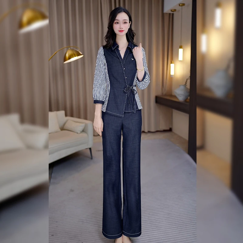 贵夫人气质优雅套裤2025新款静奢风时尚休闲高腰显瘦套装27232