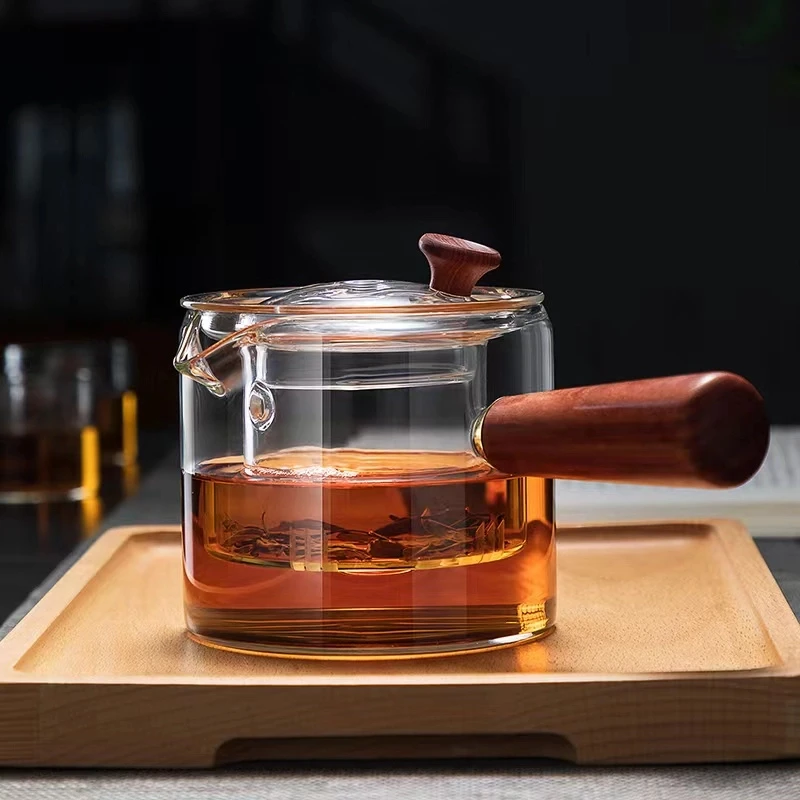 500ml高硼硅侧把泡茶壶耐热玻璃耐冷高硼硅煮茶壶可明火加热公杯1