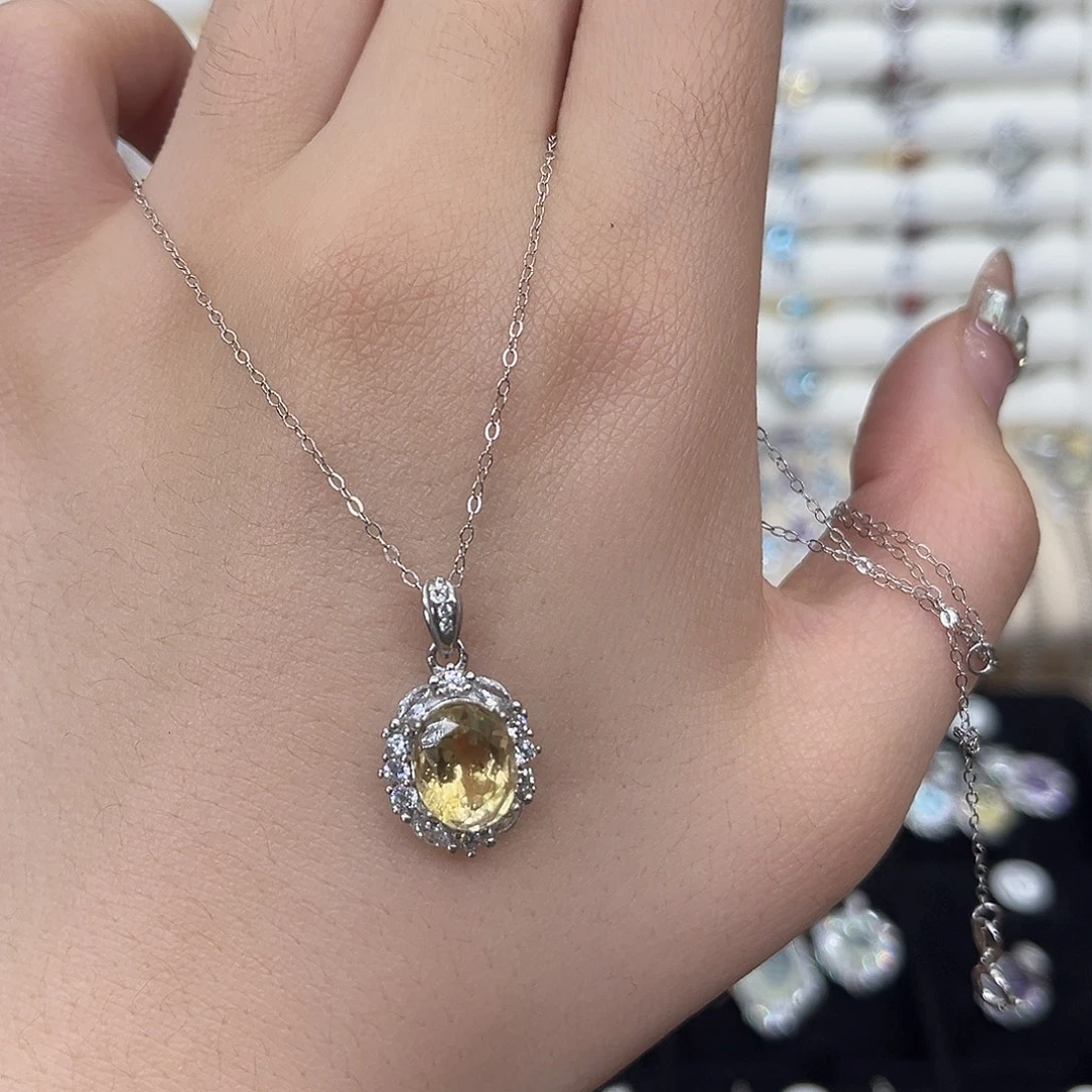 黄晶颈饰银S925镶嵌