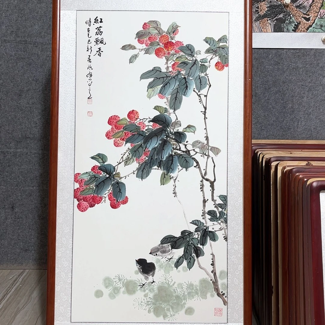 国画书画作品带框123×63厘米