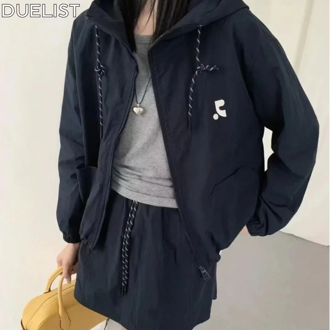 DUELIST潮流百搭外套半裙套装女显瘦时尚女宽松简约小众运动连帽