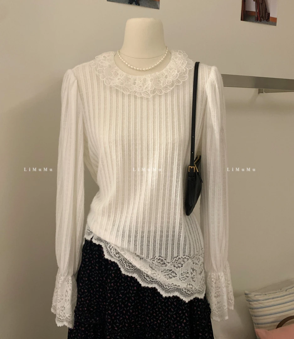 『李木木』秋款上新~~蕾丝重工花边上衣  59229