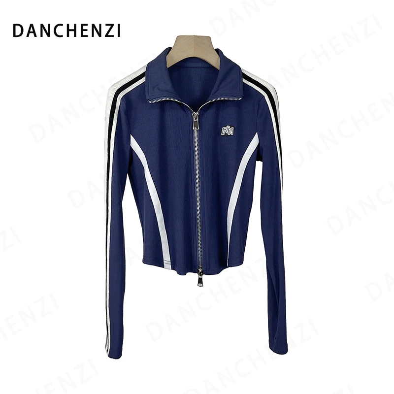 DCZ.丹晨子【蓝色腰姬】美式复古拉链开衫休闲显瘦上衣62316765