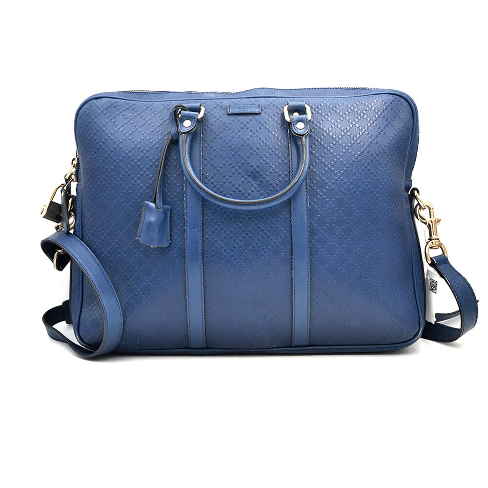 95新 GUCCI/古驰 97新皇家蓝钻石菱格纹老花公文包40＊30/50137