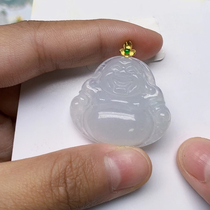 颈饰18K金镶嵌翡翠天然翡翠