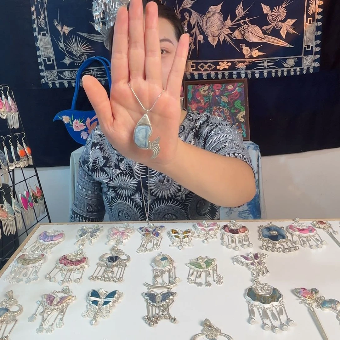 扎染年年有余民族风复古风小吊坠