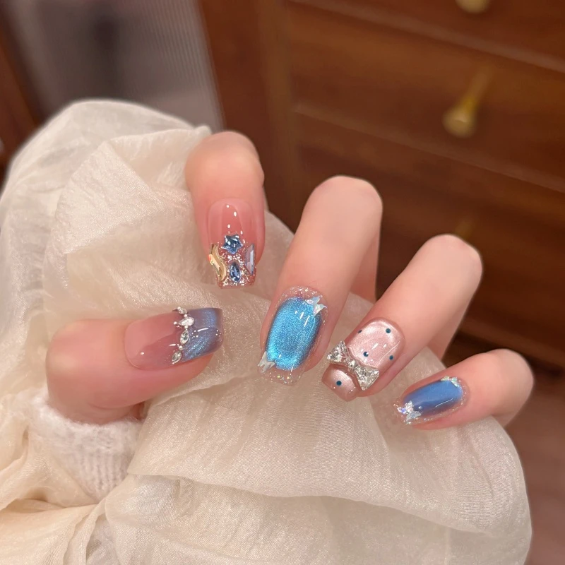 【深海星光】夏日海洋系穿戴甲轻奢新款高级感日常显白美甲