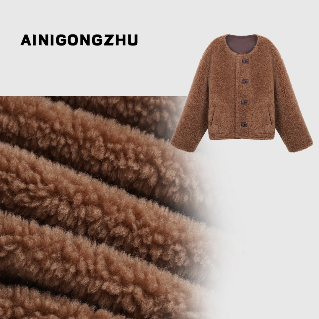 AINIGONGZHU/艾妮公主秋冬百搭小香风两面穿羊毛上衣女外套7724