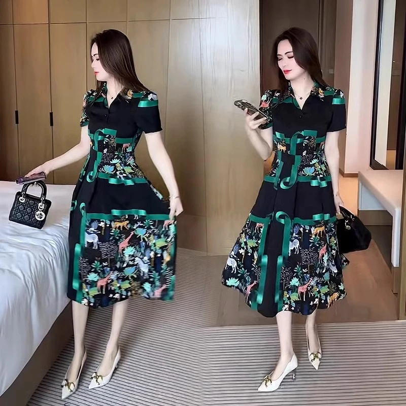 拉夏贝尔夏季2025新款碎花连衣裙时尚显瘦洋气漂亮时髦减龄A字裙