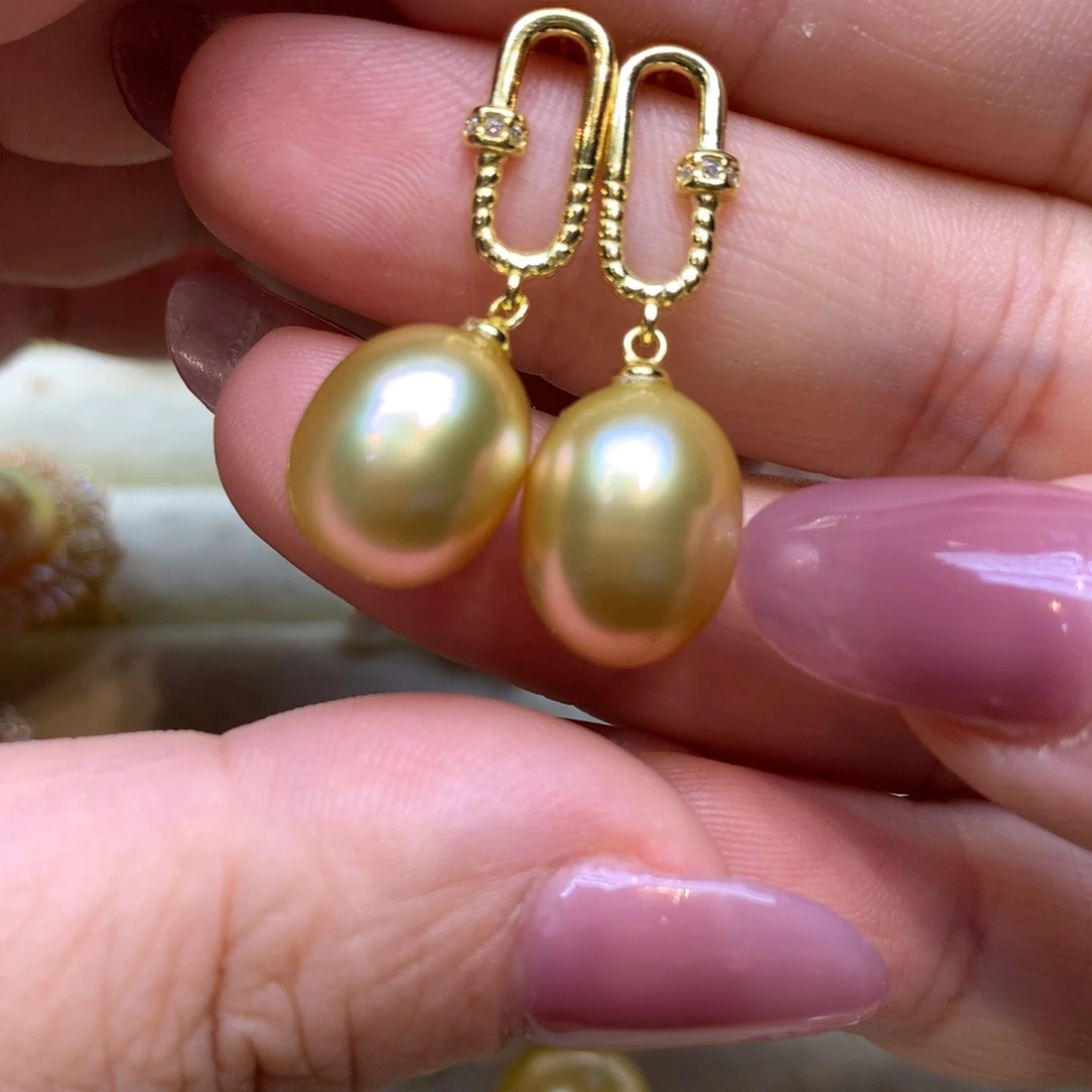 银S925镶嵌耳饰海水珍珠