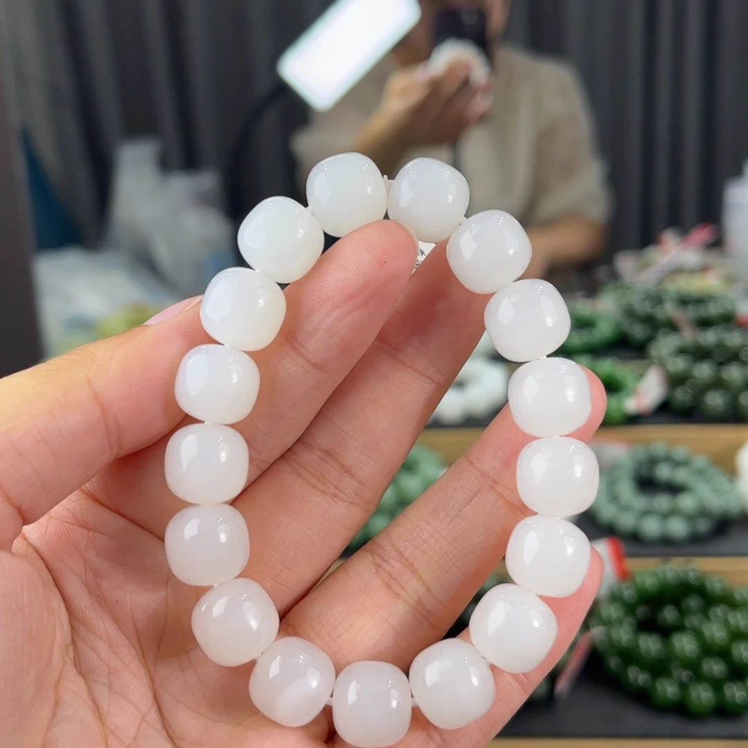 手链未镶嵌和田玉新疆且末天泰白玉卡12老型珠