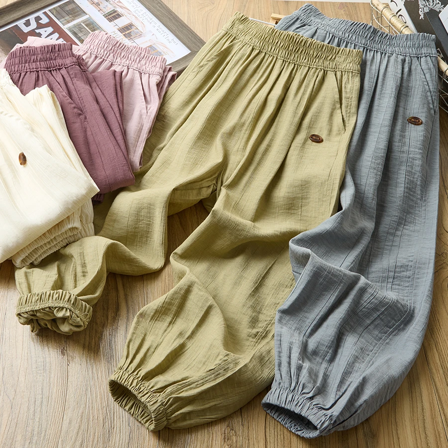 儿童休闲亚麻裤2025夏季新款中大童时尚百搭潮长裤5825