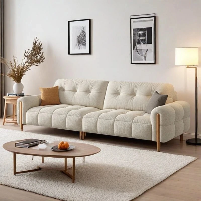 北欧原木雪尼尔绒布沙发直排三人位大小户型客厅公寓猫抓布艺沙发