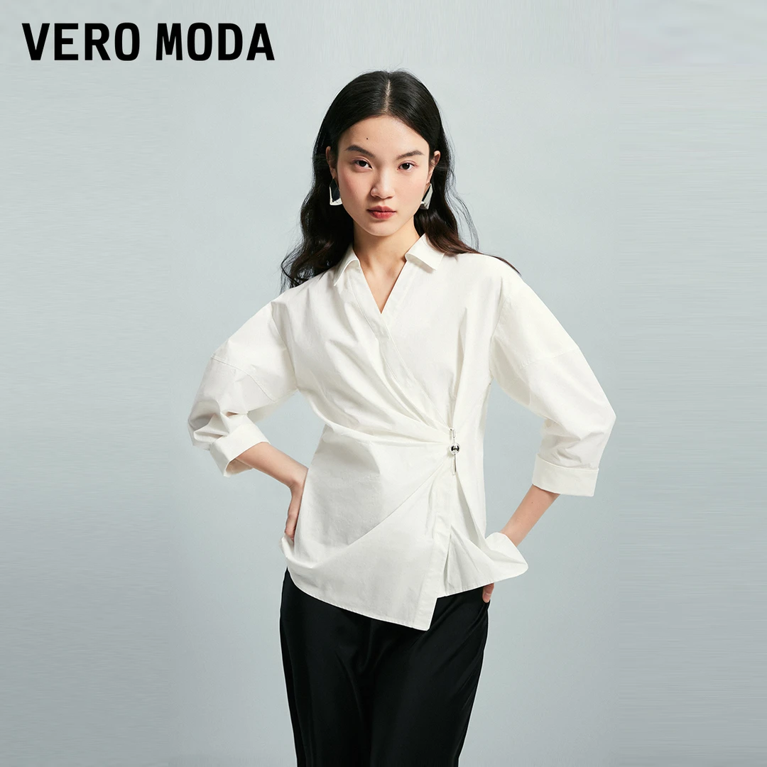 【芋总专属】Vero Moda尤莱特衬衣女翻领V领收腰时尚324258003