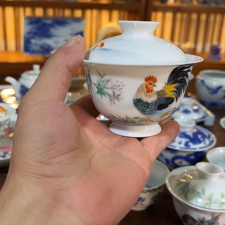 錡镇堂手工手绘盖碗