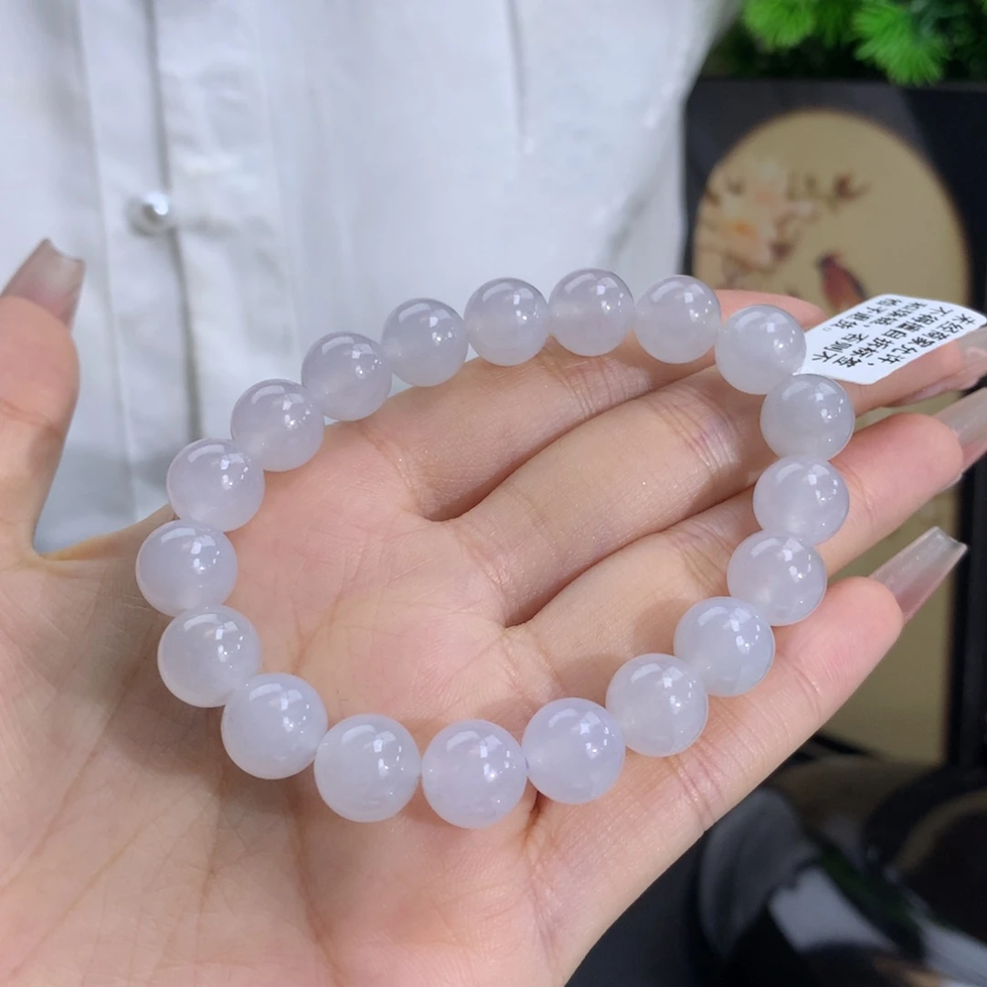 翡翠手链未镶嵌卡10冰胶白月光