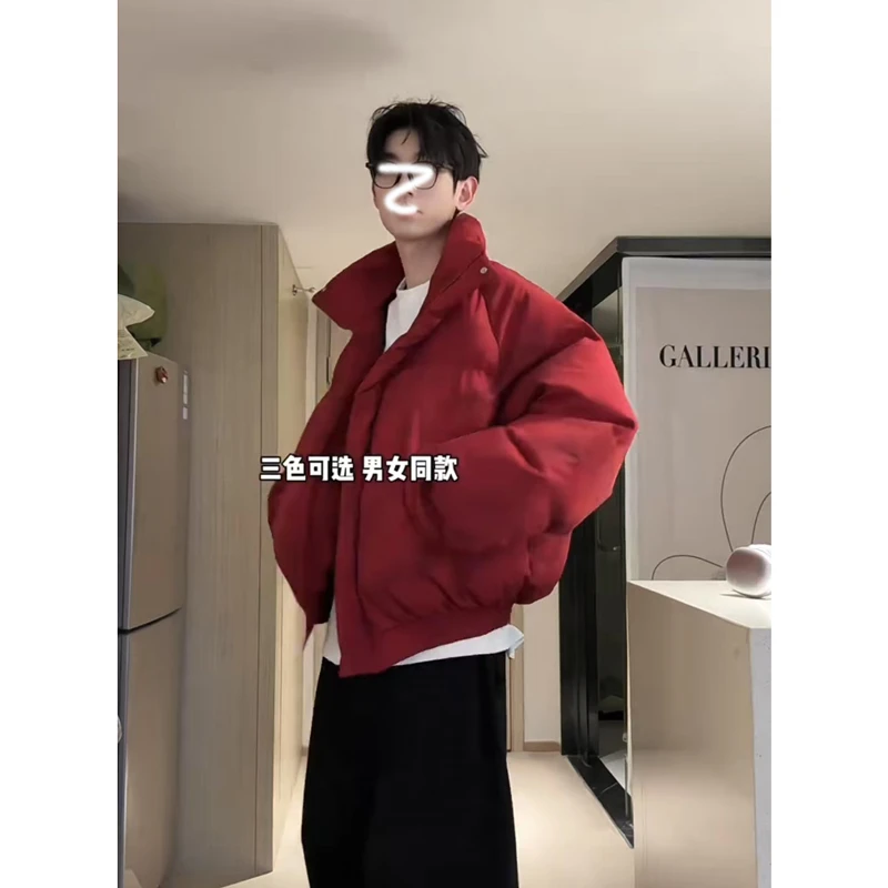 高级感纯色加厚【脏脏棉服】扎染立领设计感棉衣男保暖面包服外套