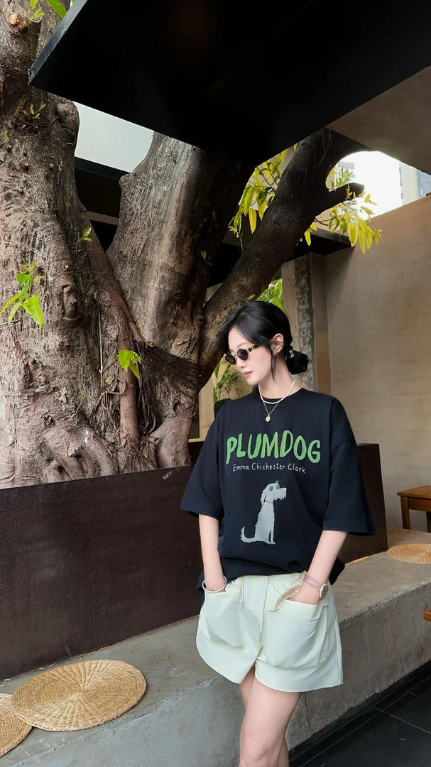 【NO退NO换清货】小狗短袖T恤时尚百搭潮流圆领休闲小众设计宽松